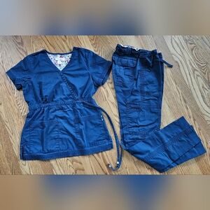 Koi Stretch Scrub Set Blue Sz XS